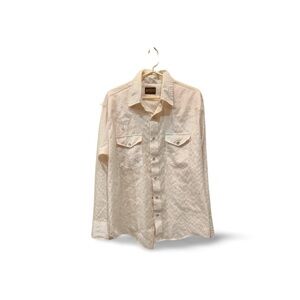 Stir-ups Western Model Pearl Snap Shirt White Pink Stripe XL USA Vintage